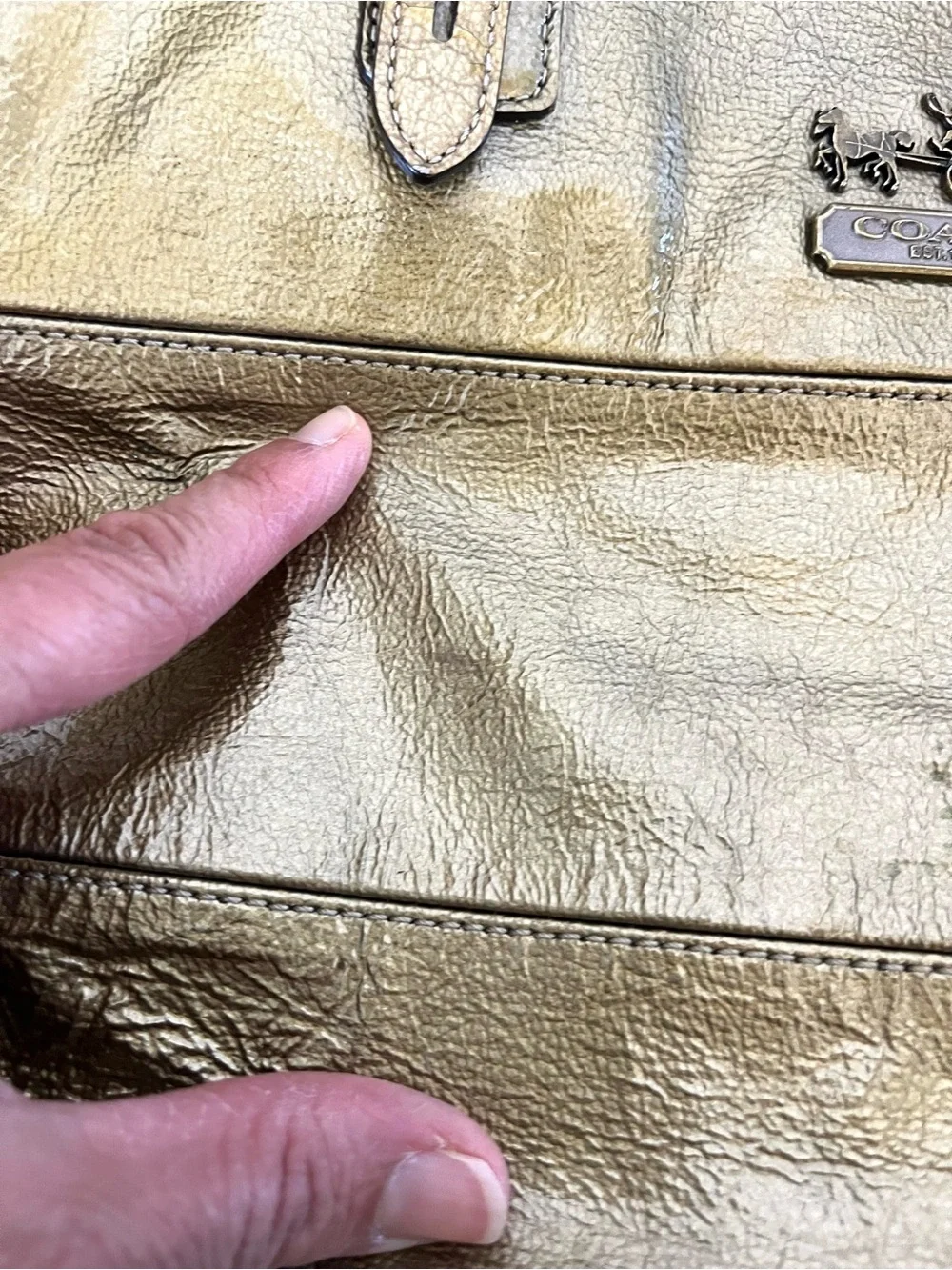 Coach Madison Tribeca Gold Patent Leather Tote - Picture 13 of 16